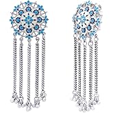 Navicia Azure Mehrangarh Gardenia Chandelier Earrings, Women's Jewelry in Brass