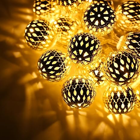 AtneP 16LED Moroccan Balls String Lights