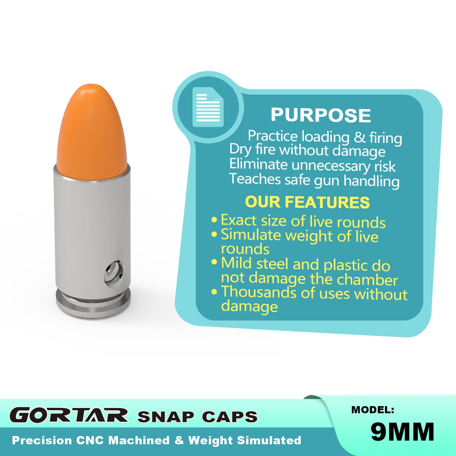 GORTAR Snap Caps Training Dummy Rounds Practice Safe Loading Firing Close to Real Weight
