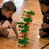 ARBORYTH Wooden Stacking Tower Game - Natural Green, 1.3 FT, Age 6+ | Premium Wooden Blocks, Indoor &amp; Outdoor Party Game, Family &amp; Adults, Decorative Display