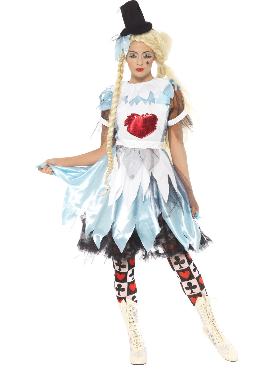 Smiffys Women's Alice in Blunderland Costume, Dress and Hat, Once Upon a Nightmare, Size: M, Colour:Mixed, 28034