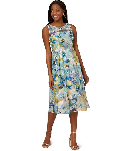 Adrianna Papell Women's Floral Faux Wrap Dress, Ivory Multi, 4 at Amazon Women's Clothing store
