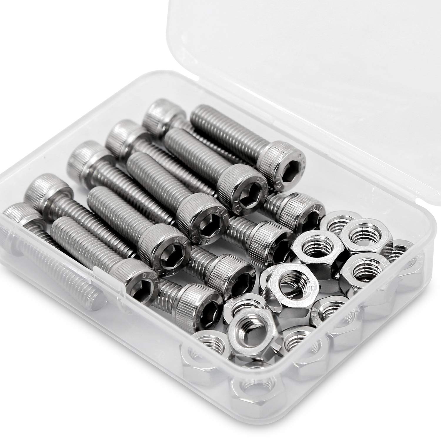 M8-1.25 x 30mm 15PCS Socket Head Cap Screws Bolts and Nuts Set 304 Stainless Steel 18-8 Allen Socket Drive