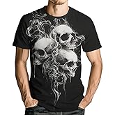 GHUALURU Men's Novelty Skull T-Shirt Vintage Graphic Tee Shirt Short Sleeves