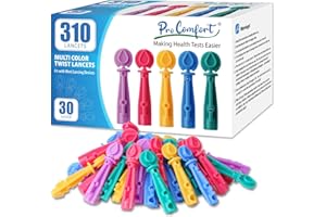 Pro Comfort Twist Top Lancets for Lancing Devices, 310 Count, 30 Gauge Lancets for Blood Sugar Test, Diabetic Lancets, Multicolored, 310 PCS