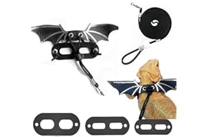 WEIMOMONKEY Bearded Dragon Leash and Lizard Harness Adjustable (S,M,L,3 Size) Leather Wing Lizard Iguanas Leash Geckos Reptile for Amphibians Small Pet Animals Silver