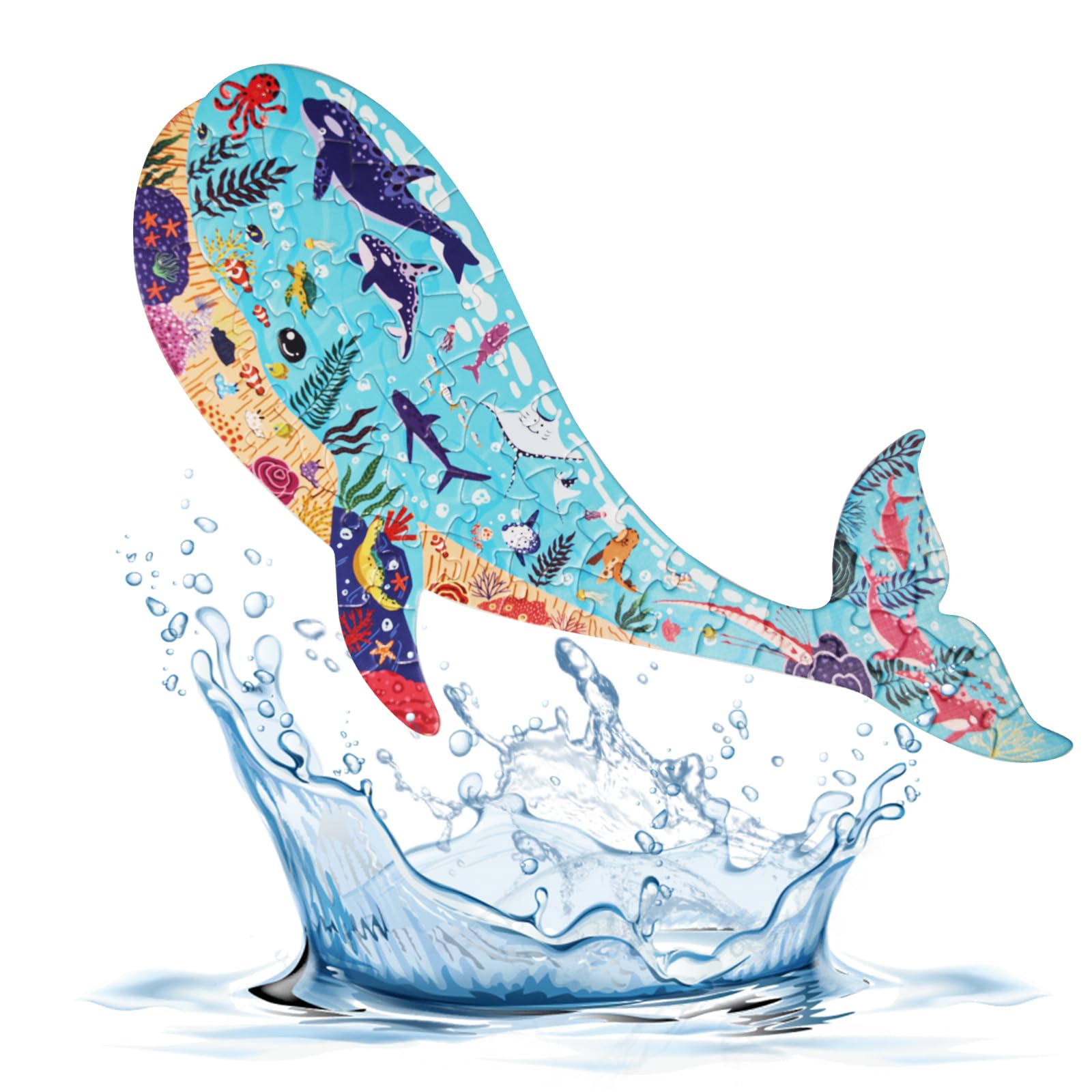 Whale Kids Puzzle 50 Pieces Puzzles Jigsaws for Children Age 4 5 6 7 8 9 10 Years, Best gift Jigsaw Puzzles for Kids Age 8-10 Year for Boys & Girls