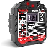 KAIWEETS Outlet Tester 48-250V, Receptacle Tester with Voltage Display, GFCI Tester CAT II 300V, Includes 7 Visual Indication