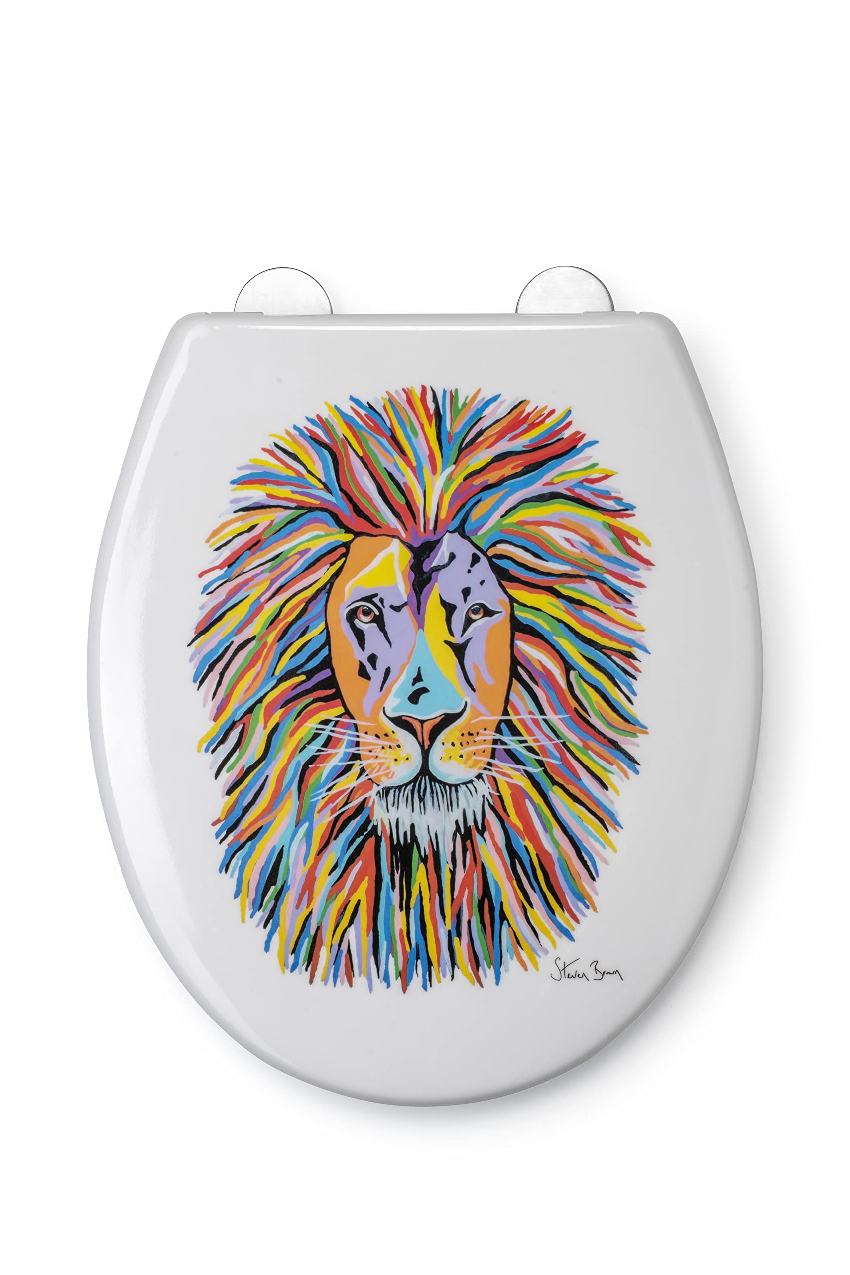 Croydex Steven Brown Lewis McZoo Flexi-Fix White Universal Toilet Seat - Unique Lion Design with Soft Close and Quick Release Hinges and Made from Polypropylene Plastic with Top and Bottom Fixing — image 1