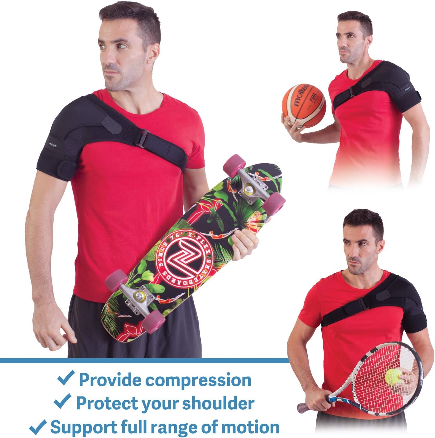 Shoulder Brace for Men and Women for Torn Rotator Cuff Support,Tendonitis, Dislocation, Bursitis, Neoprene Shoulder Compression Sleeve Wrap by Zenkeyz (Black, Small/Medium): Health & Personal Care