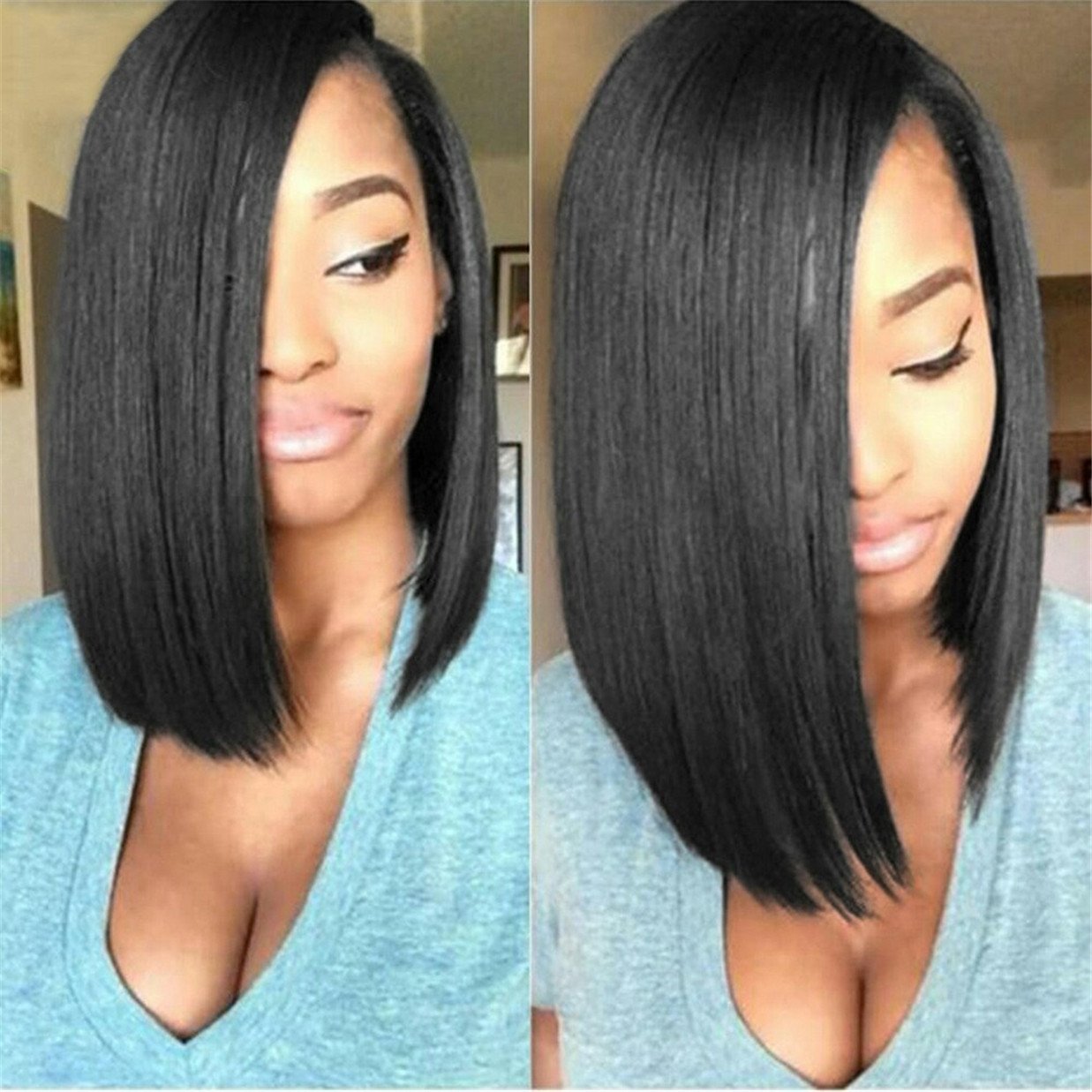 Amazon Com Tbwiga Cheap Short Straight Synthetic Side Parting