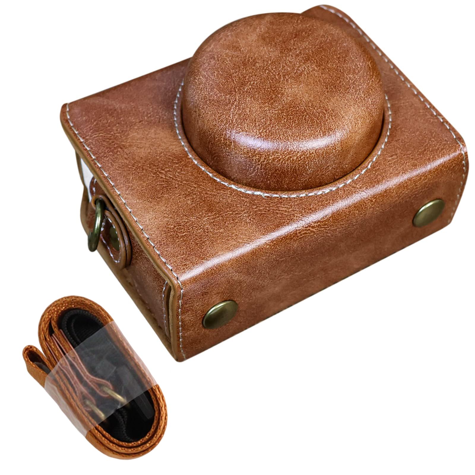 Rieibi ZV1F Case - Vintage PU Leather Camera Case for Sony ZV1F ZV-1F/ZV-1M2/ZV-1 Mark II Vlog Camera - ZV-1 II Protective Case - Brown