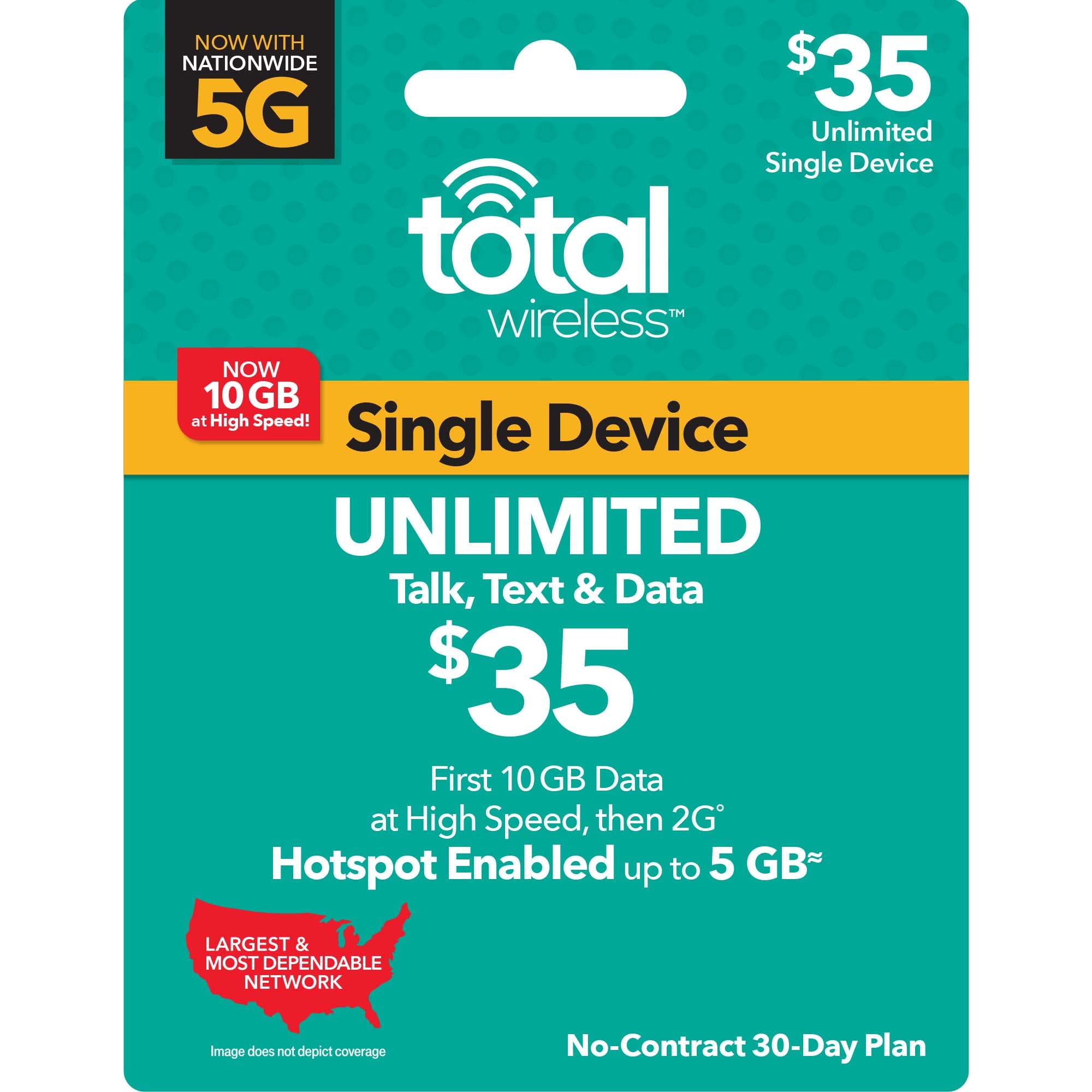 Total Wireless $35 Unlimited Talk,Text,Data(10GB High-Speed)[Physical Delivery]