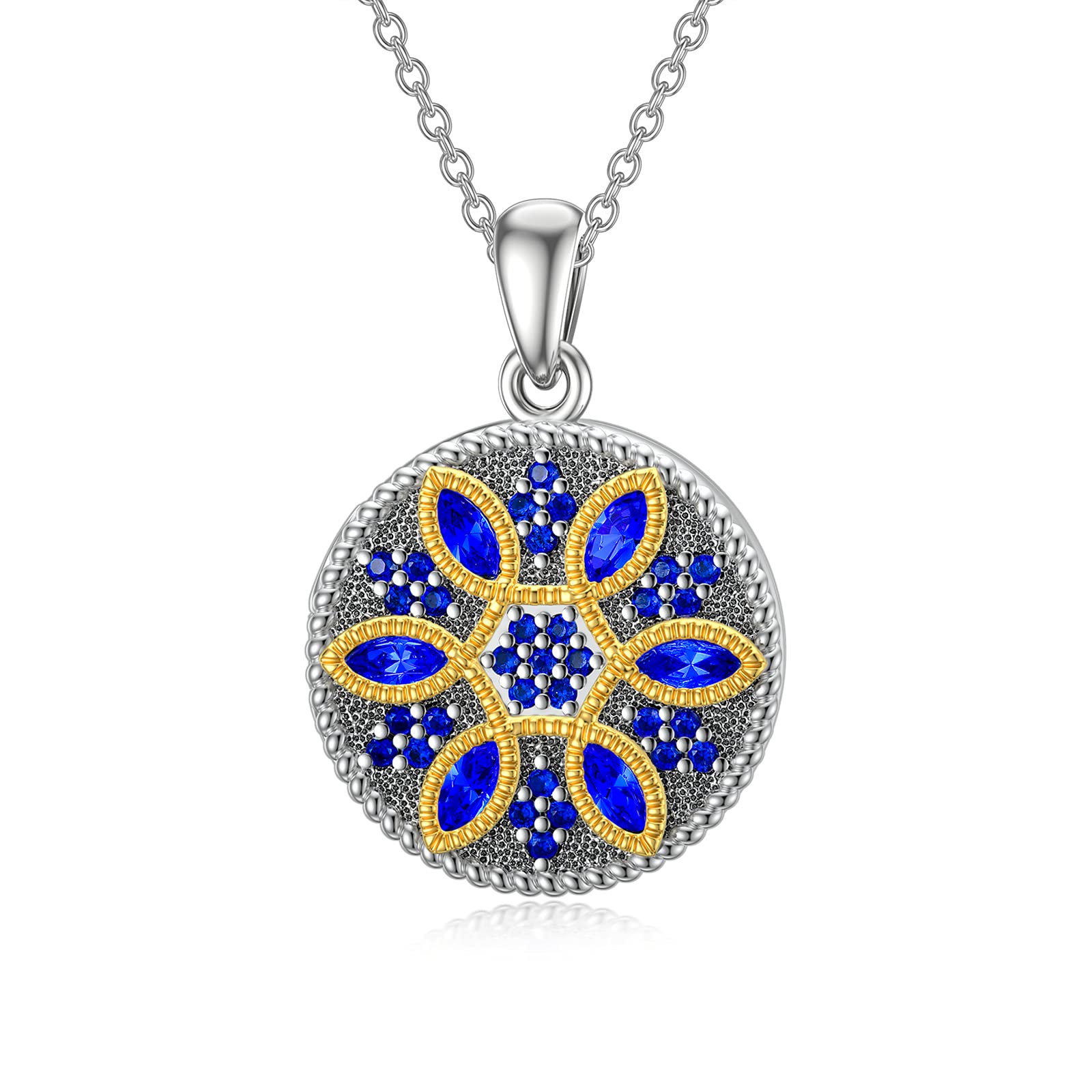 URONE Snowflakes Celtic knot Locket Necklace That Holds Pictures Sterling Silver with Crystal from Austria Flower Lockets Jewellery Gifts for Women Girls