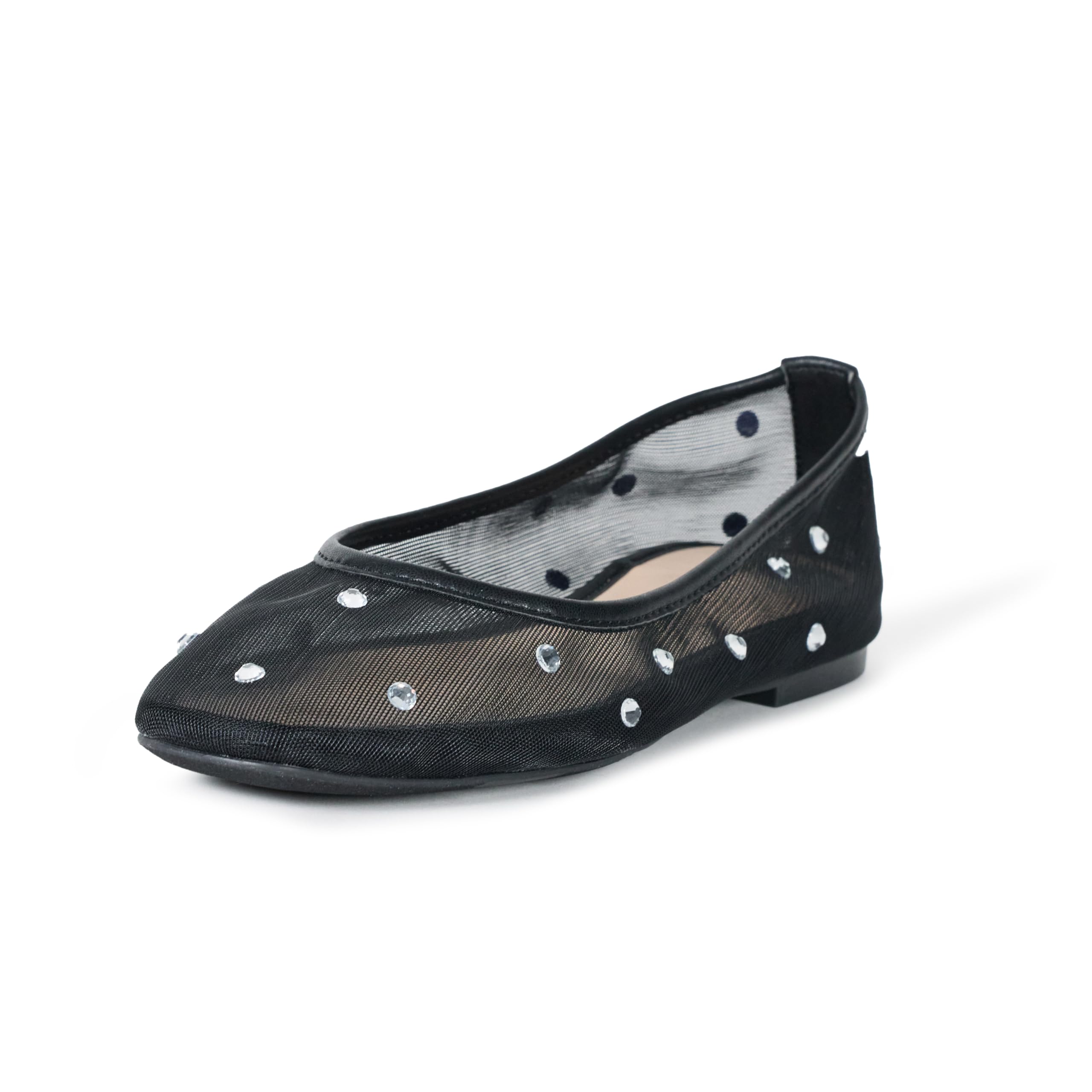 Photo 1 of (see all images) The Drop Women's Pepper Ballet Flat with Bow, Black Mesh/Rhinestone, 9