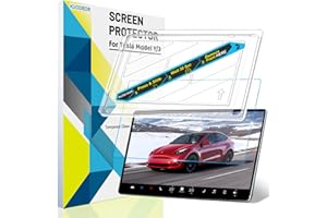 KUODIEOR New Version Tesla Model Y/3 Screen Protector Accessories【Matte No Glare! Anti Fingerprint】Premium 9H Tempered Glass Screen Protector with Mounting Frame Kit for Model 3(2023-2017) /Model Y(2024-2020)