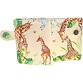 Shag Wear Giraffe Small Women’s Wallet, Vegan Faux Leather Bifold with Card Slots, ID Window and Compact Snap Closure in Beige 4.5"