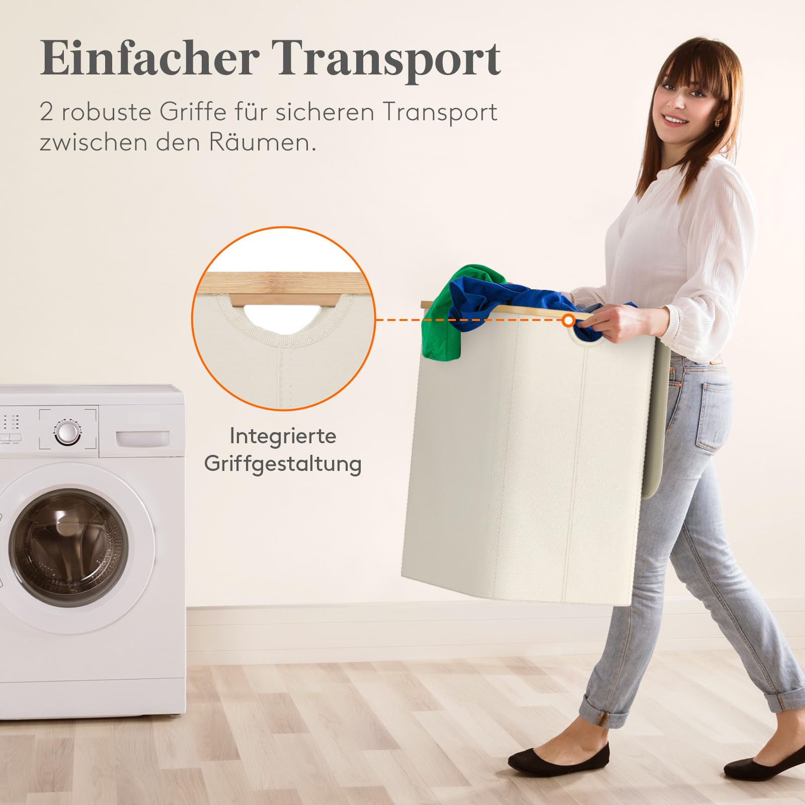 Lifewit 150L Wäschekorb mit Deckel, Wäschesammler 3 Fächer, Wäschebox Groß,Wäschesortierer, Wäschetonne,Wäsche Sortieren, Wäschebehälter,Laundry Baskets für Wäschekammer, Bad, Schlafzimmer, Cremeweiß 7