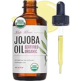 Kate Blanc Cosmetics Organic Jojoba Oil for Hair, Skin, Face, Nails (4oz) | USDA Certified, 100% Pure Cold Pressed Unrefined - Moisturizing Carrier Oil for Gua Sha, Dermaplaning, Body - Glass Bottle