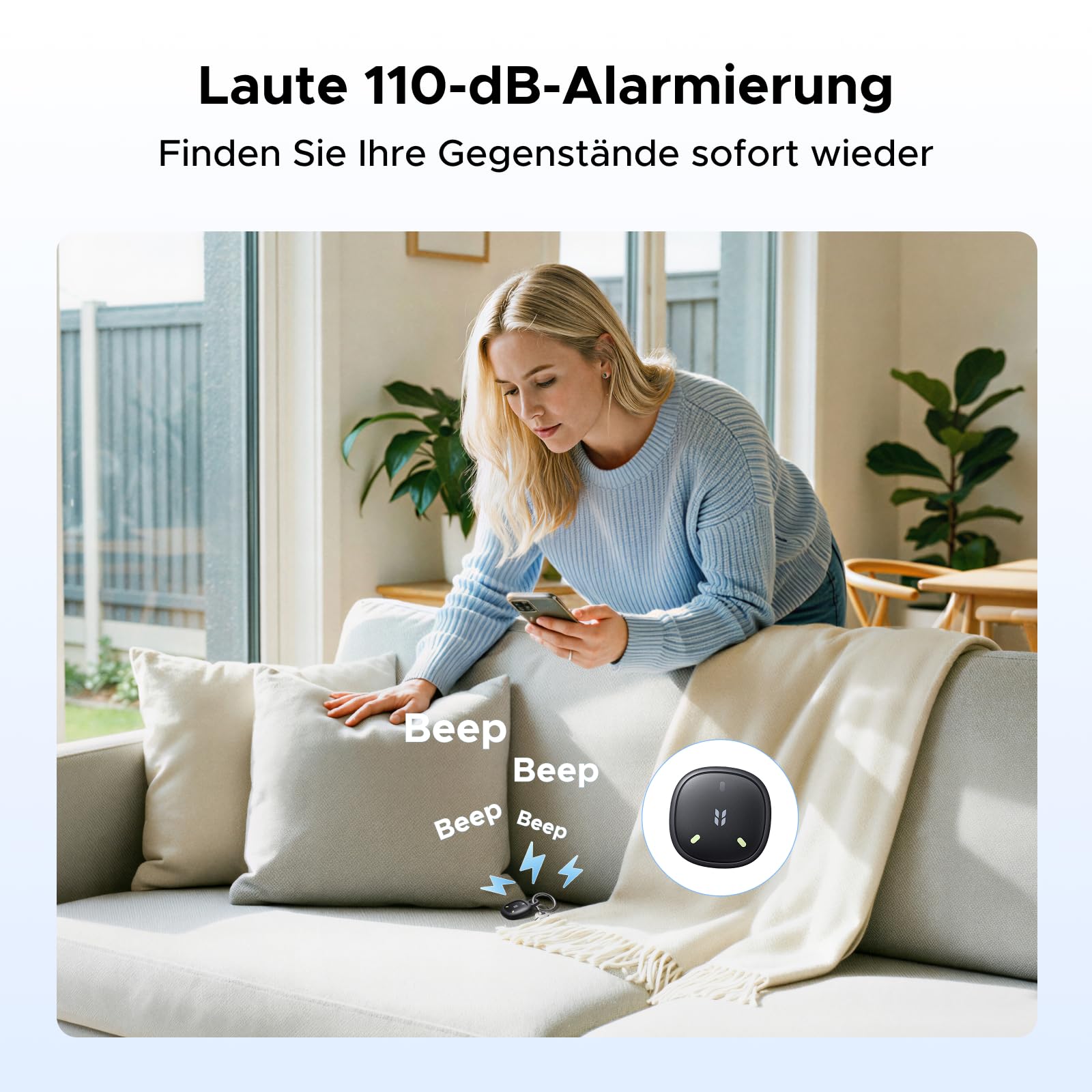 UGREEN FineTrack Mini 2 kompatibel mit Apple Find My (nur iOS), Schlüsselfinder mit 110dB Signalton, Leuchtendes Design, IP68, Tracker für Koffer, Keys, Rucksack (4 Pack) 3