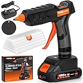 THINKWORK 20V Cordless Hot Glue Gun and Sticks Set | 30 PCS Full Size Sticks and Rechargeable Battery, Fast Heating for Arts &amp; Crafts, DIY Projects and Home Repairs