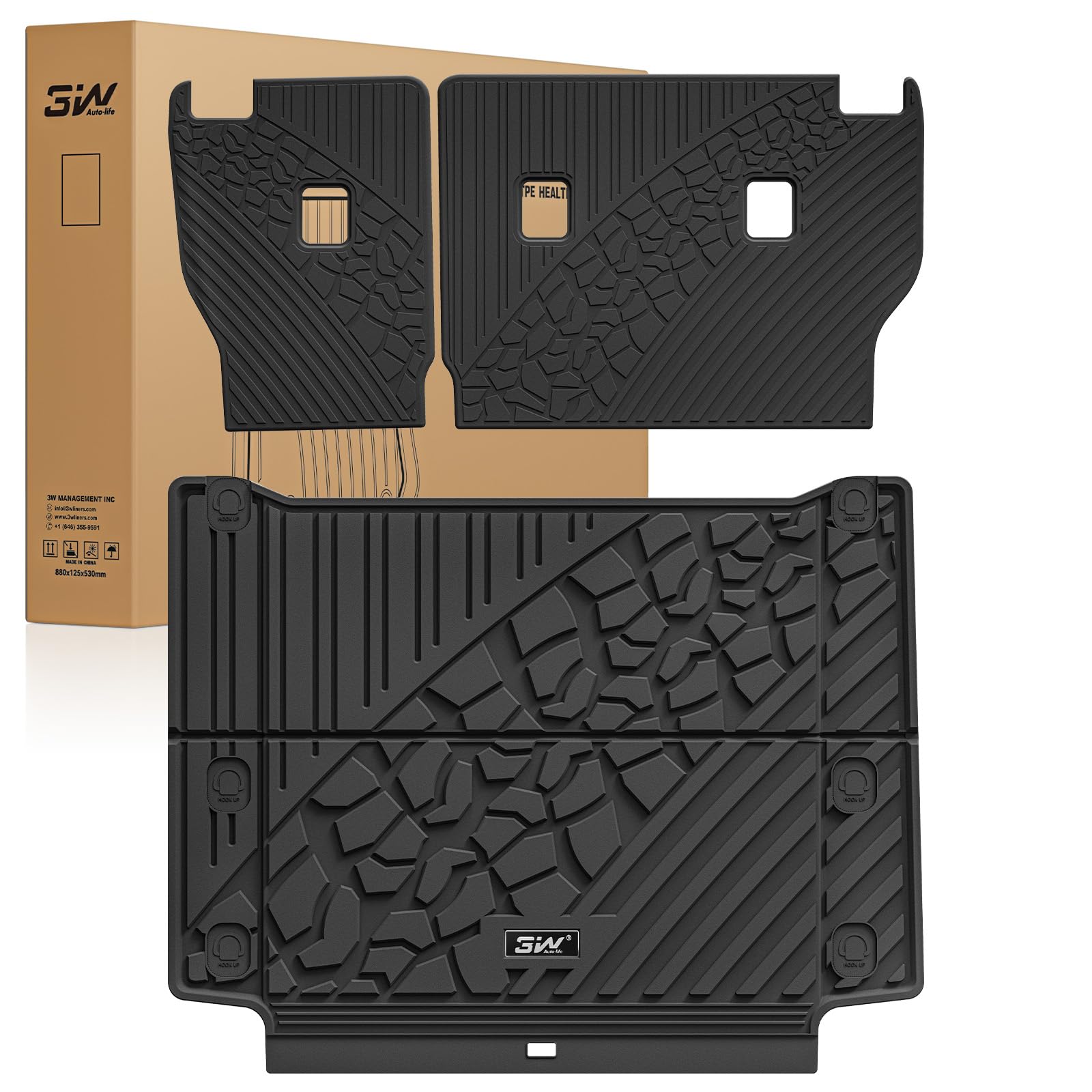 3W Backrest Liner & Cargo Liner for Jeep Wrangler 4XE 2021-2024 2025 (Non JL/JK), All Weather TPE Rubber Heavy Duty Car Liner Trunk Mat Wrangler 4XE Accessories (Hybrid & 4 Door with Subwoofer) Image 3W Backrest Liner & Cargo Liner for Jeep Wrangler 4XE 2021-2024 2025 (Non JL/JK), All Weather TPE Rubber Heavy Duty Car Liner Trunk Mat Wrangler 4XE Accessories (Hybrid & 4 Door with Subwoofer) Image