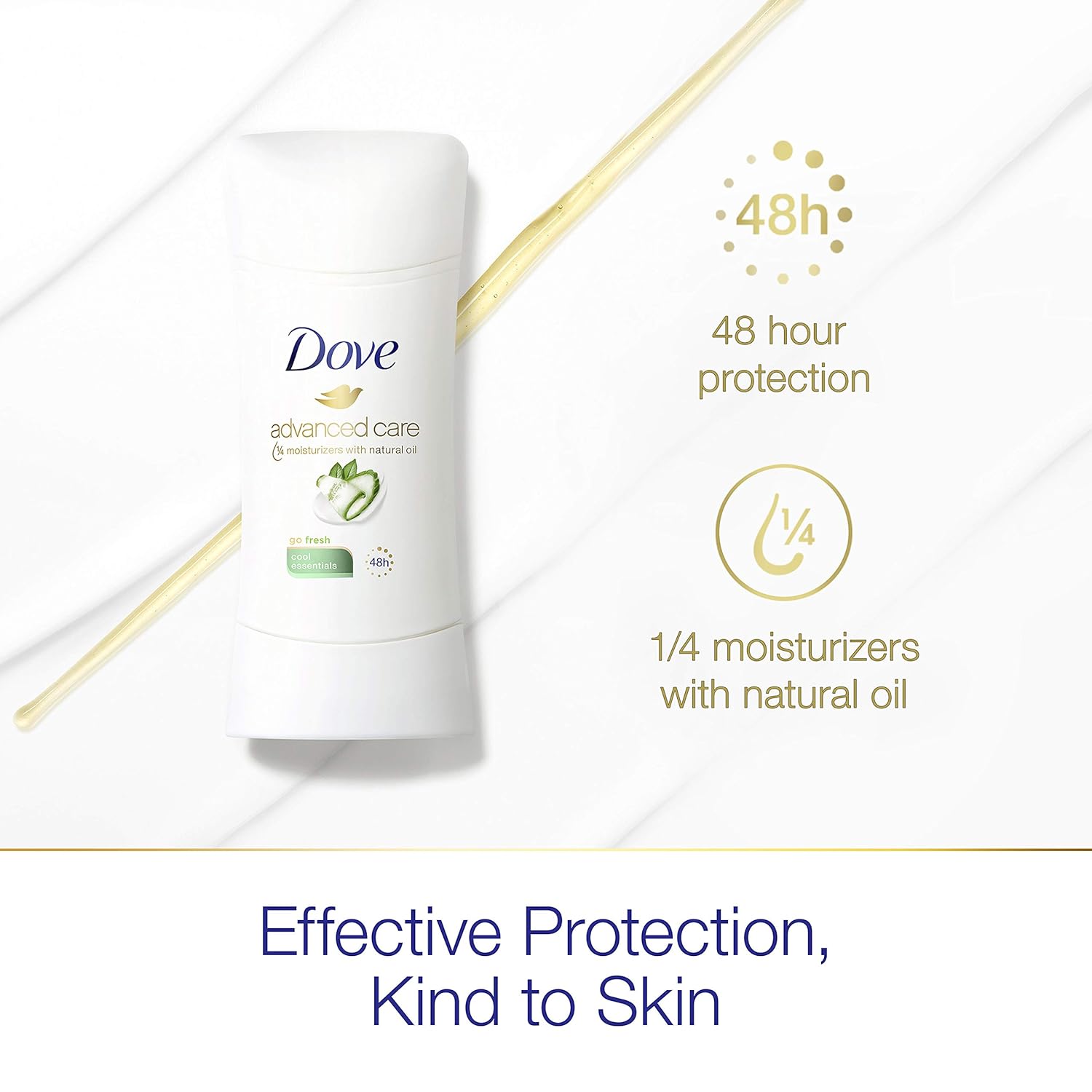 Dove Advanced Care Antiperspirant Deodorant Stick for Women, Cool Essentials, for 48 Hour Protection And Soft And Comfortable Underarms, 2.6 oz, 4 Count : Beauty