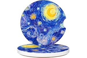 Car Cup Holder Coaster, Car Coasters for Cup Holders, 2 Pack Anti Slip Insert Absorbent Ceramic Car Coaster with A Finger Not