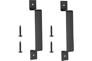SANKEYTEW Barn Door Pull Handle Black Steel Hardware for Sliding Door Gate Cabinet Closet Drawer Garage Shed, Rustic Style (2 pcs)