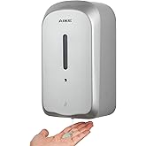 AIKE 33.8oz Automatic Wall Mount Liquid Soap Dispenser with Commercial ABS Construction, Model AK1226S(Silver)