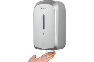 AIKE 33.8oz Automatic Wall Mount Liquid Soap Dispenser with Commercial ABS Construction, Model AK1226S(Silver)