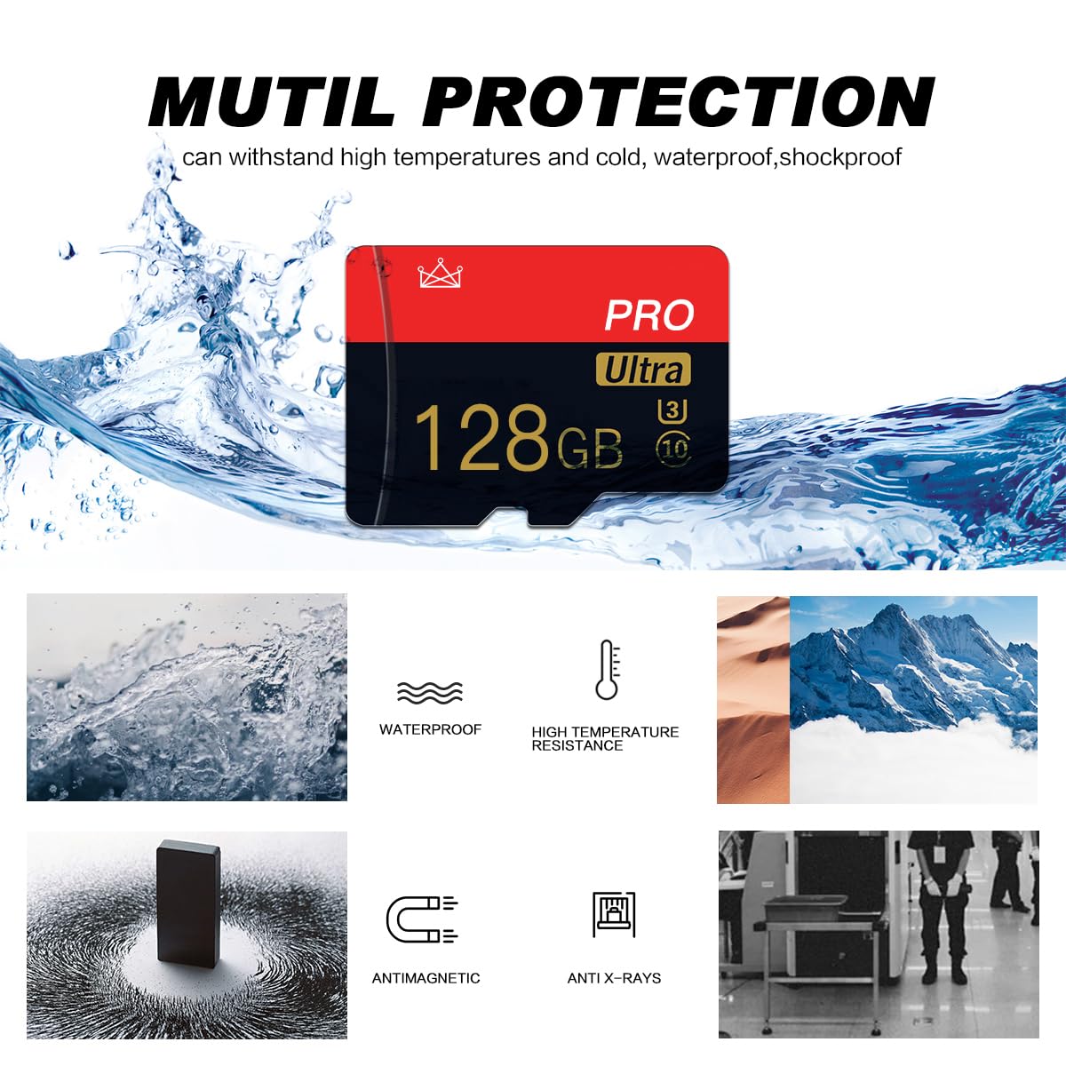 2 Pack Micro Memory Card 128GB Class 10 with Adapter High Speed Memory Card for Tablet,Drone