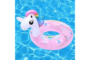 Oukitoymer Inflatable Swim Ring, Cute Mermaid Dinosaur Unicorn Mouse Swimming Pool Floats Tube Raft, Water Bathtub Beach Party Toys Swimming Trainer Floaties for Toddlers Kids Aged 4-10