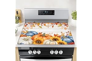 SEIMIP Fall Pumpkin Stove Top Covers for Electric Stove, Autumn Heat Resistant Glass Stove Top Cover Pad for Gas Stove, Thanksgiving Decor Ceramic Stove Top Covers Cooktop Protector Oven Cover