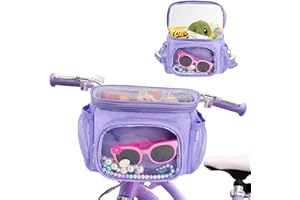 SWEET LION Kids Bike Accessories for Bike Handlebars, Bicycle Basket Front Fit Most Kids Knee Scooter Tricycle Balance Bikes, Bicycle Scooter Bag with Adjustable Shoulder Strap Gifts for Girls