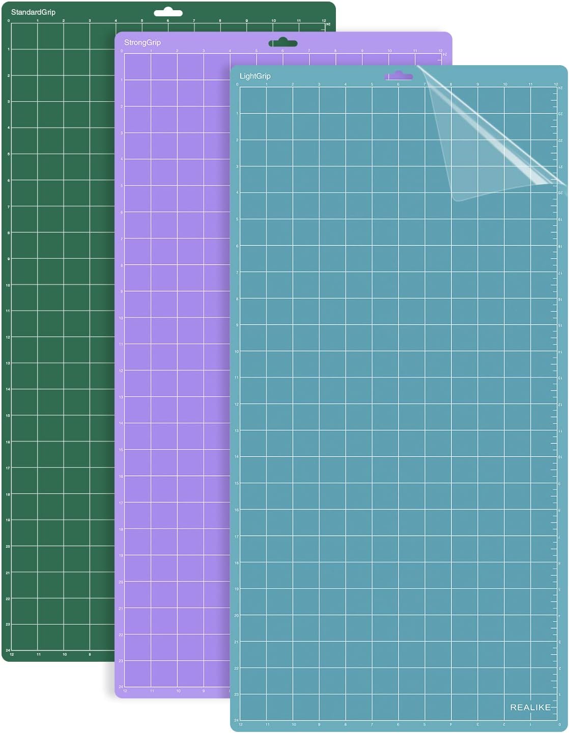 REALIKE Cutting Mat for Cricut Explore Machine,Cricut Expression Machine Maker 30.48cmX60.96cm 12x24 inch Adhesive Sticky Cutting Mats 3Pack Replacement Vinyl Cutting mat for Craft Sewing Varietygrip