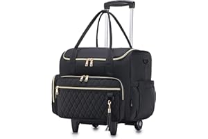SUCIKORIO Rolling Laptop Bag 17.3 Inch With Accordion File Folder 3 IN 1 Women Rolling Briefcase Teacher Tote Bag With Wheels