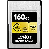 Lexar Professional 160GB CFexpress Type A Gold Series Memory Card, Up to 900MB/s Read, Cinema-Quality 8K Video, Rated VPG 400