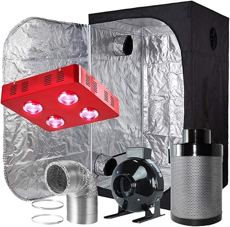 Amazon Com Hydropics 800w Cob Led Grow Light Full Spectrum For Hydroponics Greenhouse Indoor Plant Veg Flower System 36 X36 X72 Grow Tent Kits Package 6 Inline Fan Carbon Filter Combo 3 X3 Grow Tent Kit