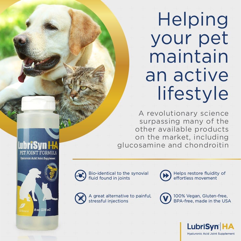 LubriSynHA Hyaluronic Acid Pet & Equine Joint Formula 16oz - All-Natural, High-Molecular Weight Liquid Hyaluronan - Joint Support for Horses, Dogs, Cats - Promotes Healthy Joint Function, Made in USA : Horse Nutritional Supplements And Remedies : Pet Supplies