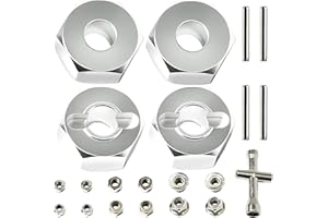 Fraizoe RC 12mm Hex Wheel Hubs w/Axle Pins M4 Flange Lock Nut Standard M3 M4 Nut 5mm Thickness Aluminum Wheel Drive Adapter Replacement of 1654 for RC Traxxas 1/10 Slash 4x4, Stampede 4WD