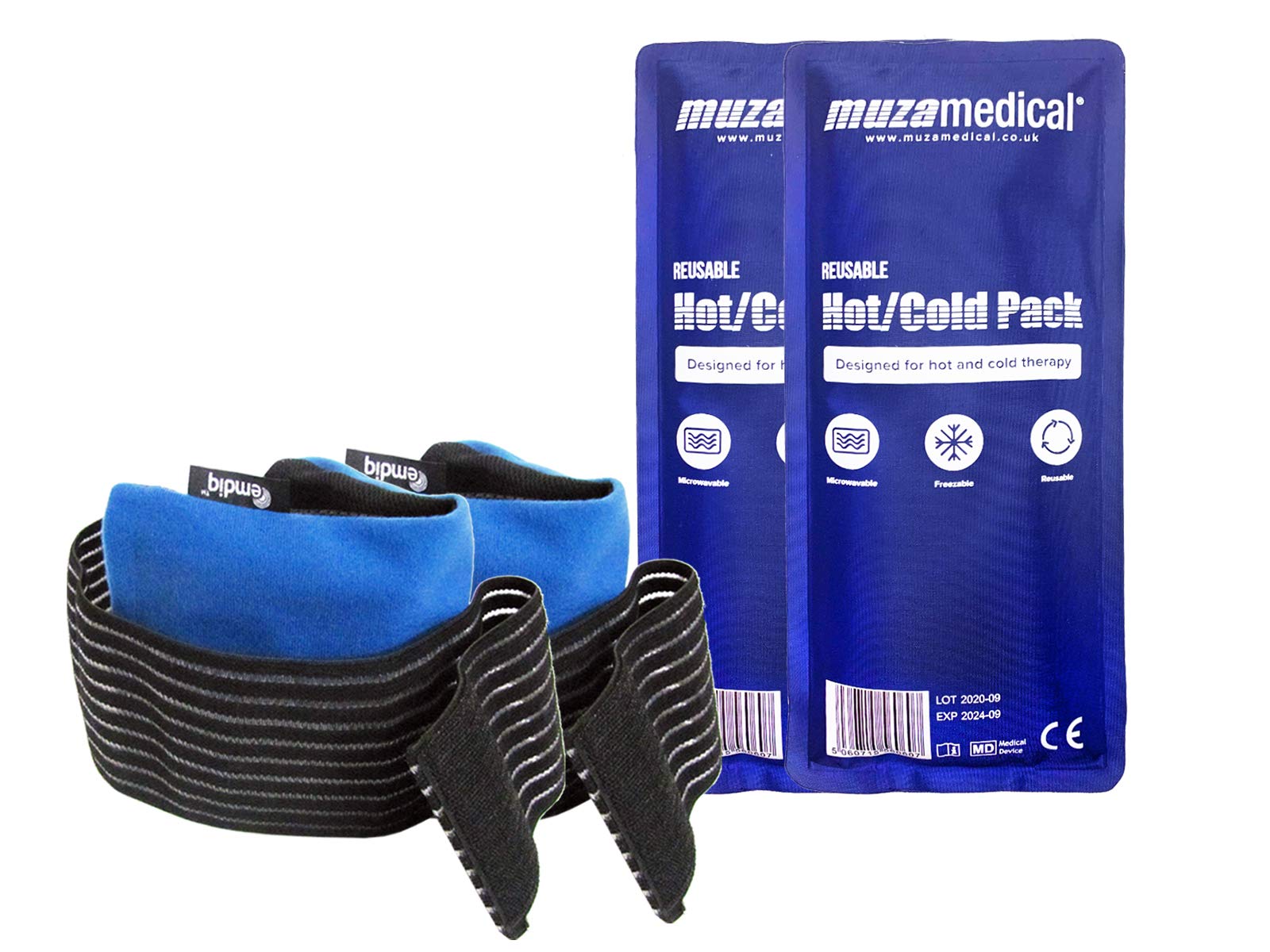 Emdiq Adjustable Compress Wrap and Luxury Flexible Hot Cold Gel Pack - 2 Sets