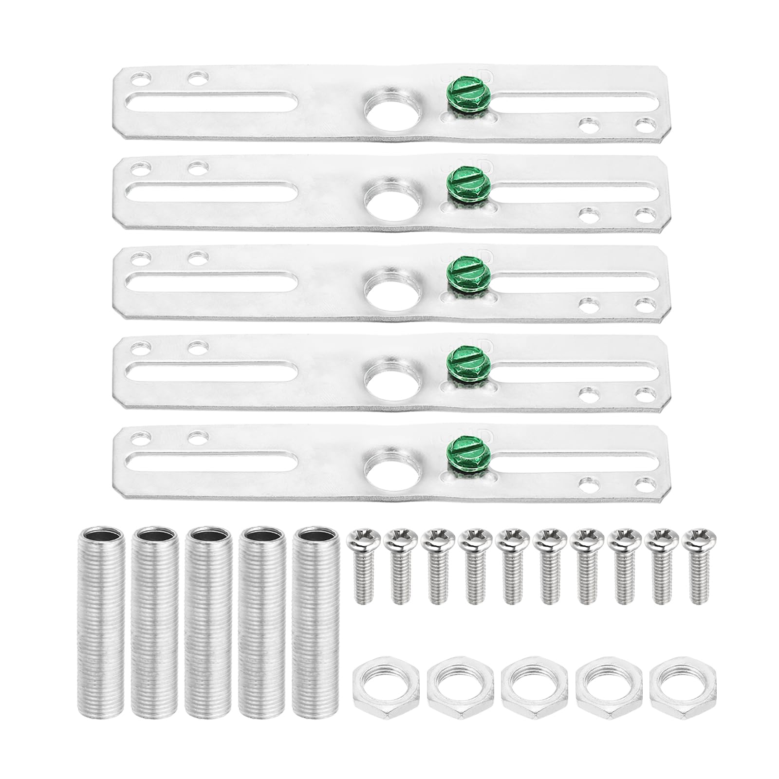 PATIKIL 4" Light Crossbar Kit, 5 Set Universal Light Fixture Mounting Bracket with 1/8IP Tap Center Hole Ceiling Light Plate Canopy Hardware Set for Chandelier Wall Light, Silver Tone