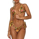 OWICA Women's Bikini Sets Bathing Suits Two Piece Swimsuits Sexy Triangle Halter Bikinis Top