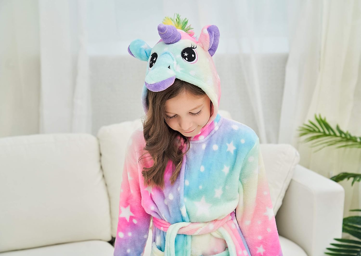 Doctor Unicorn Soft Unicorn Hooded Galaxy Bathrobe - Unicorn Gifts for Girls: Clothing