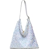 Women Glitter Sequin Shoulder Tote Bag Girls Large Capacity Shiny Shopping Bag Pouch