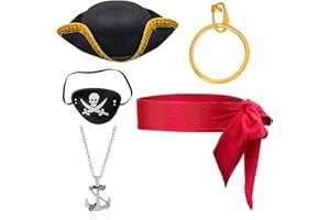 Yewong Captain Pirate Costume Accessory Set Tricorn Pirate Hat Pirate Accessories Kit Pirate Costume Role Play Set