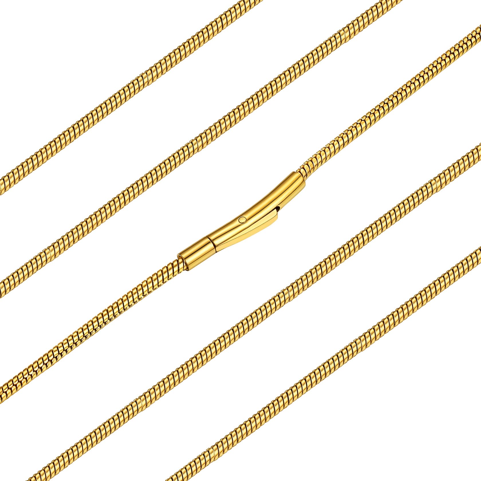 ChainsHouse Herringbone Gold Snake Necklace for Women Thin 2mm Chain for Pendant Mens Stainless Steel Chains Necklaces