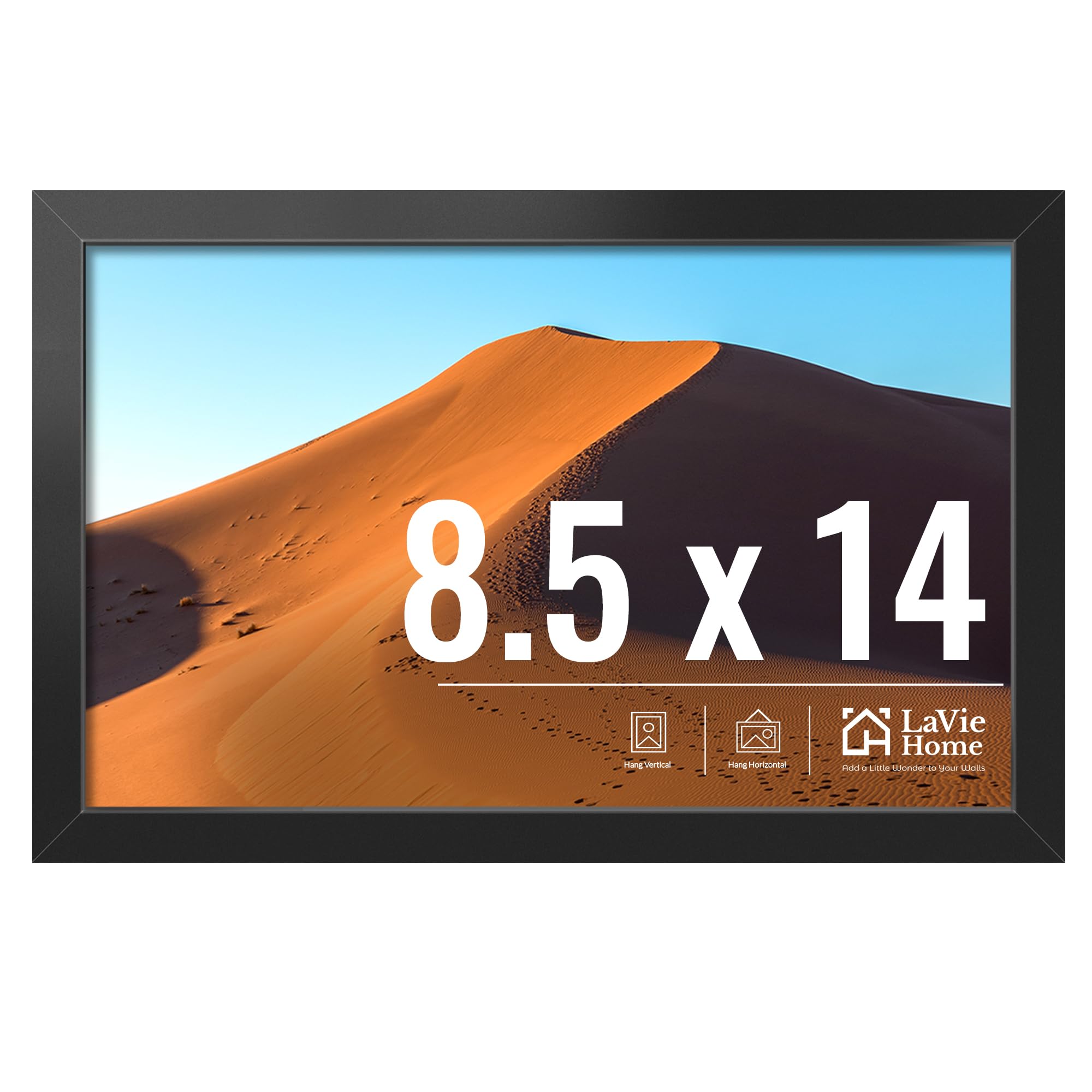 Photo 1 of LaVie Home 8.5x14 Picture Frame for Wall Display, 8.5x14 Black Picture Frame with HD Plexiglas, 8.5 x 14 Poster Frame 1 Pack, Display Frame for Vertical or Horizontal, Classic Collection