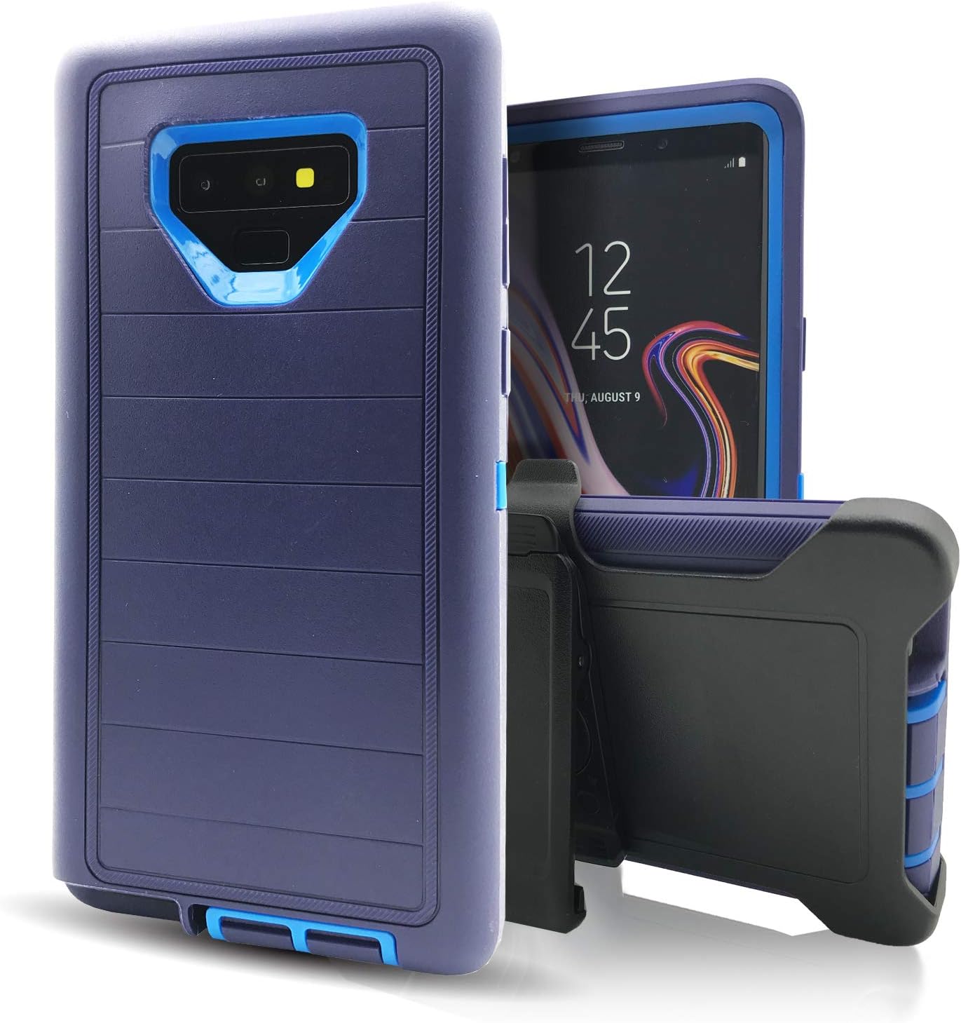 Samsung Galaxy Note 9 Case,Note 9 Phone Case with Belt Clip,Vodico Heavy Duty Defender Holster with Kickstand Military Shockproof Rugged Armor Silicone Non-Slip Grip Bumper Cases (Navy Blue)